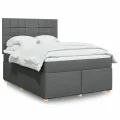 cadre de lit avec matelas Gris foncé 160x200cm Tissu