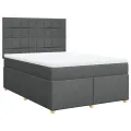 cadre de lit avec matelas Gris foncé 160x200cm Tissu