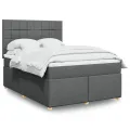 cadre de lit avec matelas Gris foncé 160x200cm Tissu