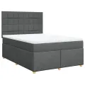 cadre de lit avec matelas Gris foncé 160x200cm Tissu