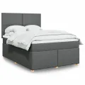 cadre de lit avec matelas Gris foncé 140x190cm Tissu