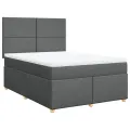 cadre de lit avec matelas Gris foncé 140x190cm Tissu