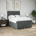 cadre de lit avec matelas Gris foncé 140x190cm Tissu