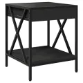 Table de chevet avec LED infini noir 40x40x49 cm