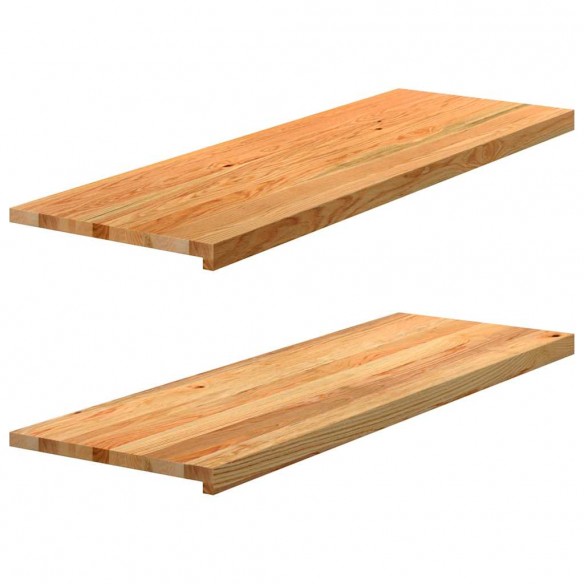 Appuis de fenêtre 2 pcs marron clair bois de chêne massif