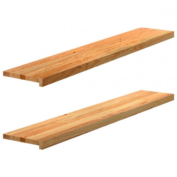 Appuis de fenêtre 2 pcs marron clair bois de chêne massif