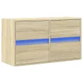 Meuble TV mural avec lumières LED chêne sonoma 80x31x45 cm
