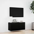 Meuble TV mural avec lumières LED noir 80x31x35 cm