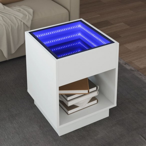 Table basse avec LED infini blanc 40x40x50 cm