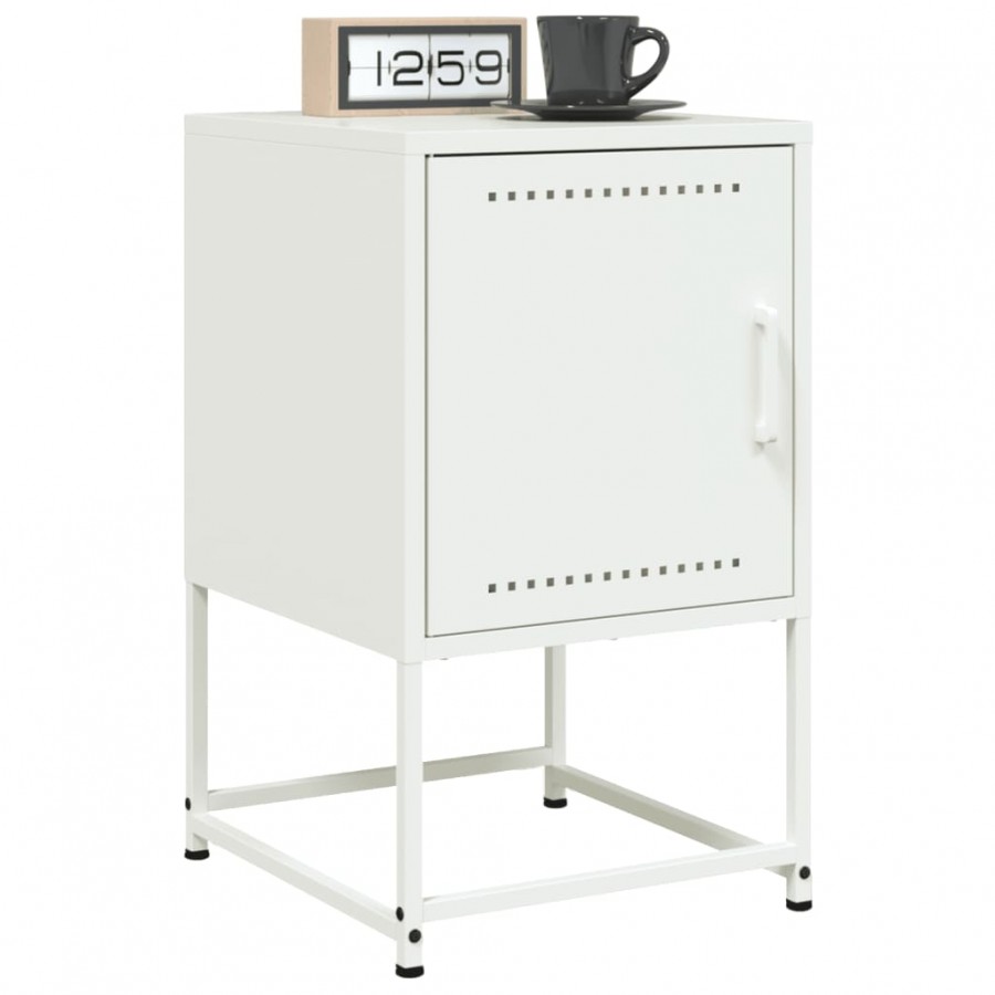 Tables de chevet 2 pcs blanc 36x39x60,5 cm acier