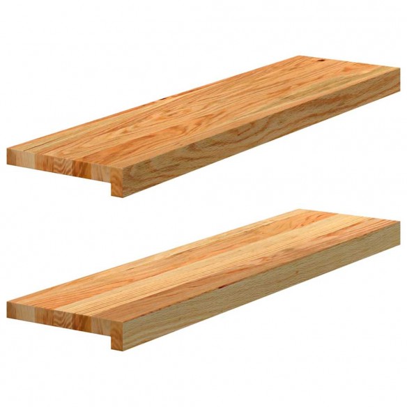 Appuis de fenêtre 2 pcs marron clair bois de chêne massif