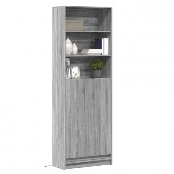 Buffet haut LED sonoma gris 69x32,5x200 cm bois d’ingénierie