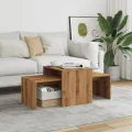 Table basse chêne artisanal 100x48x40 cm bois d'ingénierie