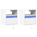 Meubles TV muraux avec lumières LED 2 pcs blanc 41x31x45 cm