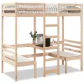 Lit mezzanine avec bureau et chaises 90x200 cm pin massif