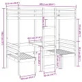 Lit mezzanine avec bureau et chaises 90x200 cm pin massif