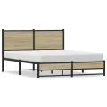 Cadre de lit en métal sans matelas chêne sonoma 150x200 cm