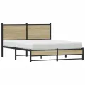 Cadre de lit en métal sans matelas chêne sonoma 150x200 cm