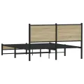 Cadre de lit en métal sans matelas chêne sonoma 150x200 cm