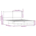 Cadre de lit en métal sans matelas chêne sonoma 150x200 cm