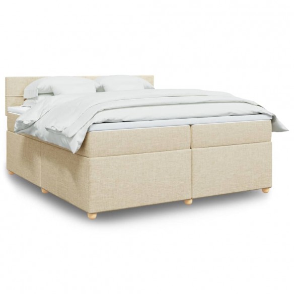 Sommier à lattes de lit avec matelas Crème 200x200 cm Tissu