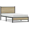 Cadre de lit en métal sans matelas chêne sonoma 100x200 cm