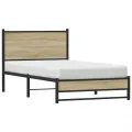 Cadre de lit en métal sans matelas chêne sonoma 100x200 cm