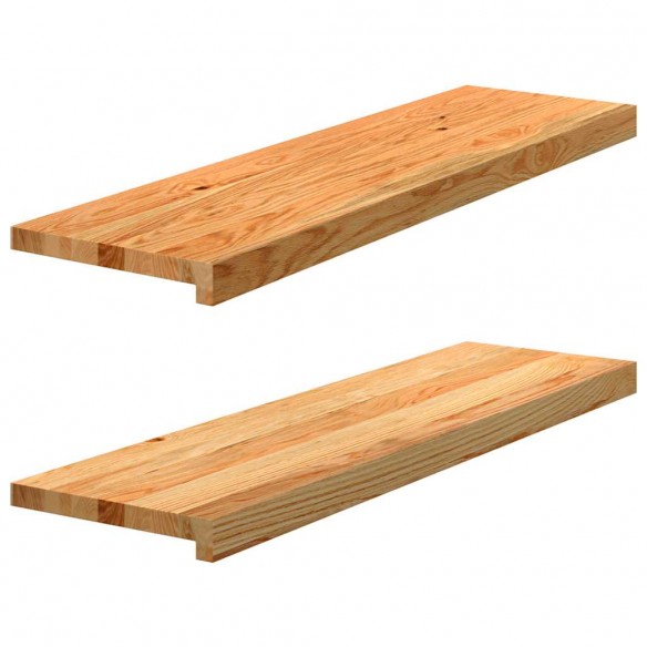 Appuis de fenêtre 2 pcs marron clair bois de chêne massif