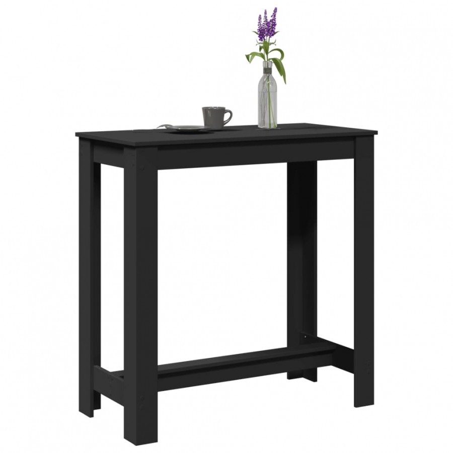 Table de bar noir 102x50x103,5 cm bois d'ingénierie