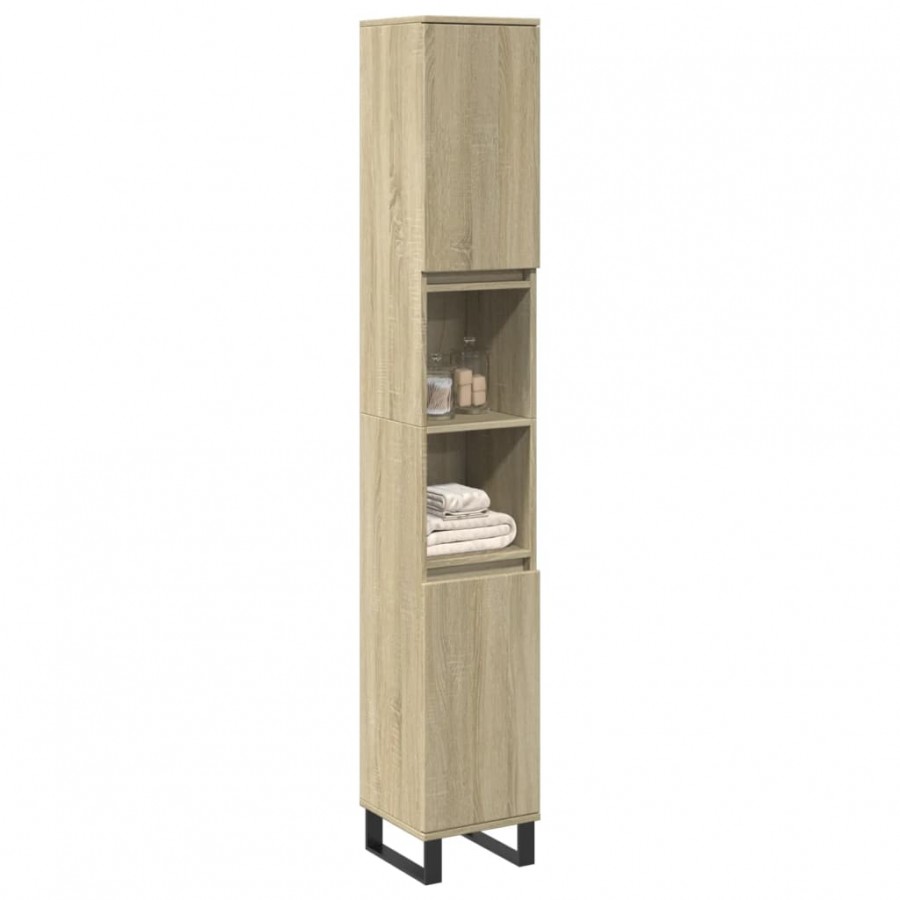 Armoire salle de bain chêne sonoma 30x30x190 cm