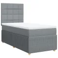 cadre de lit avec matelas Gris clair 100x200cm Tissu