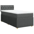 cadre de lit avec matelas Gris foncé 90x200 cm Tissu