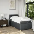 cadre de lit avec matelas Gris foncé 90x200 cm Tissu