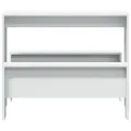 Ensemble table à manger et bancs 3pcs blanc bois d'ingénierie