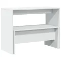 Ensemble table à manger et bancs 3pcs blanc bois d'ingénierie