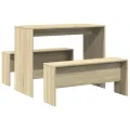 Ensemble table à manger et bancs 3 pcs bois d'ingénierie