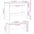 Ensemble table à manger et bancs 3 pcs bois d'ingénierie