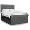 cadre de lit avec matelas Gris foncé 140x200cm Tissu