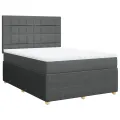 cadre de lit avec matelas Gris foncé 140x200cm Tissu