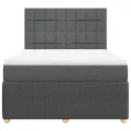 cadre de lit avec matelas Gris foncé 140x200cm Tissu