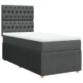 cadre de lit avec matelas Gris foncé 80x200 cm Tissu