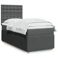 cadre de lit avec matelas Gris foncé 80x200 cm Tissu