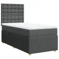 cadre de lit avec matelas Gris foncé 80x200 cm Tissu