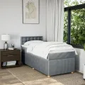 cadre de lit avec matelas gris clair 80x200 cm tissu