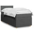 cadre de lit avec matelas Gris foncé 80x200 cm Tissu