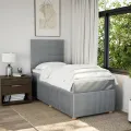 cadre de lit avec matelas gris clair 80x200 cm tissu