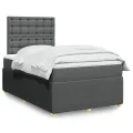 cadre de lit avec matelas gris foncé 120x190cm tissu