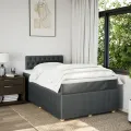cadre de lit avec matelas gris foncé 120x190cm tissu