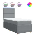 cadre de lit avec matelas Gris clair 100x200cm Tissu