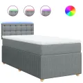 cadre de lit avec matelas Gris clair 90x200 cm Tissu